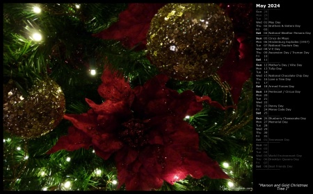 Maroon and Gold Christmas Tree I