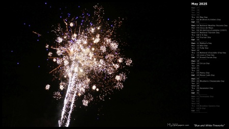 Blue and White Fireworks