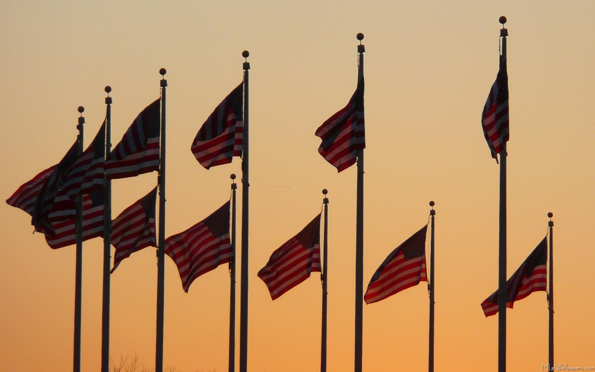 Flags at Sunset I
